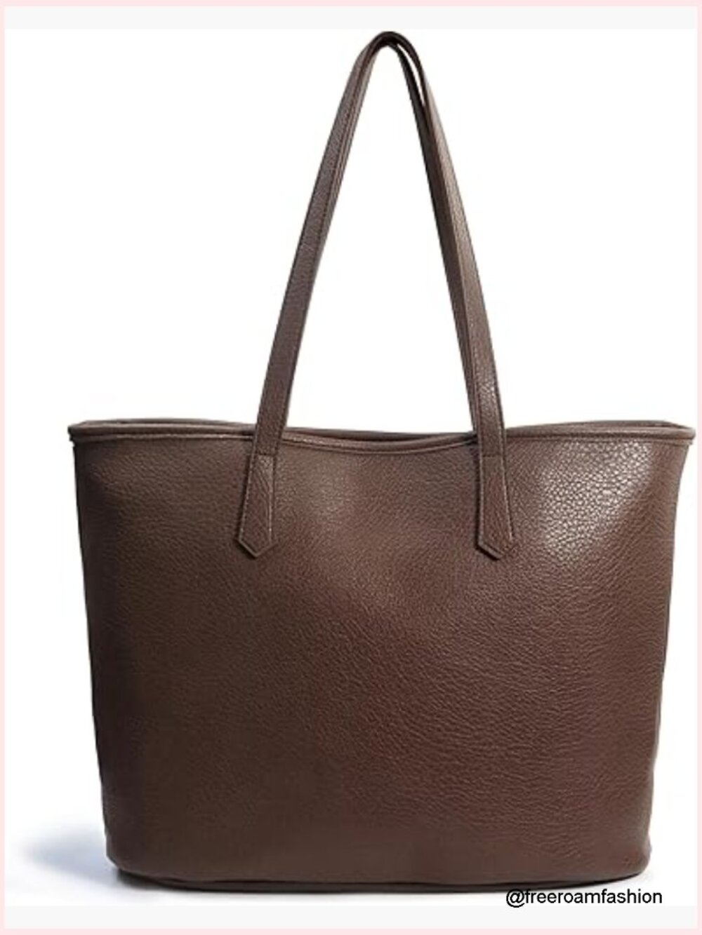 Large Vegan Leather Tote Bag With Zipper Closure For Work & Travel